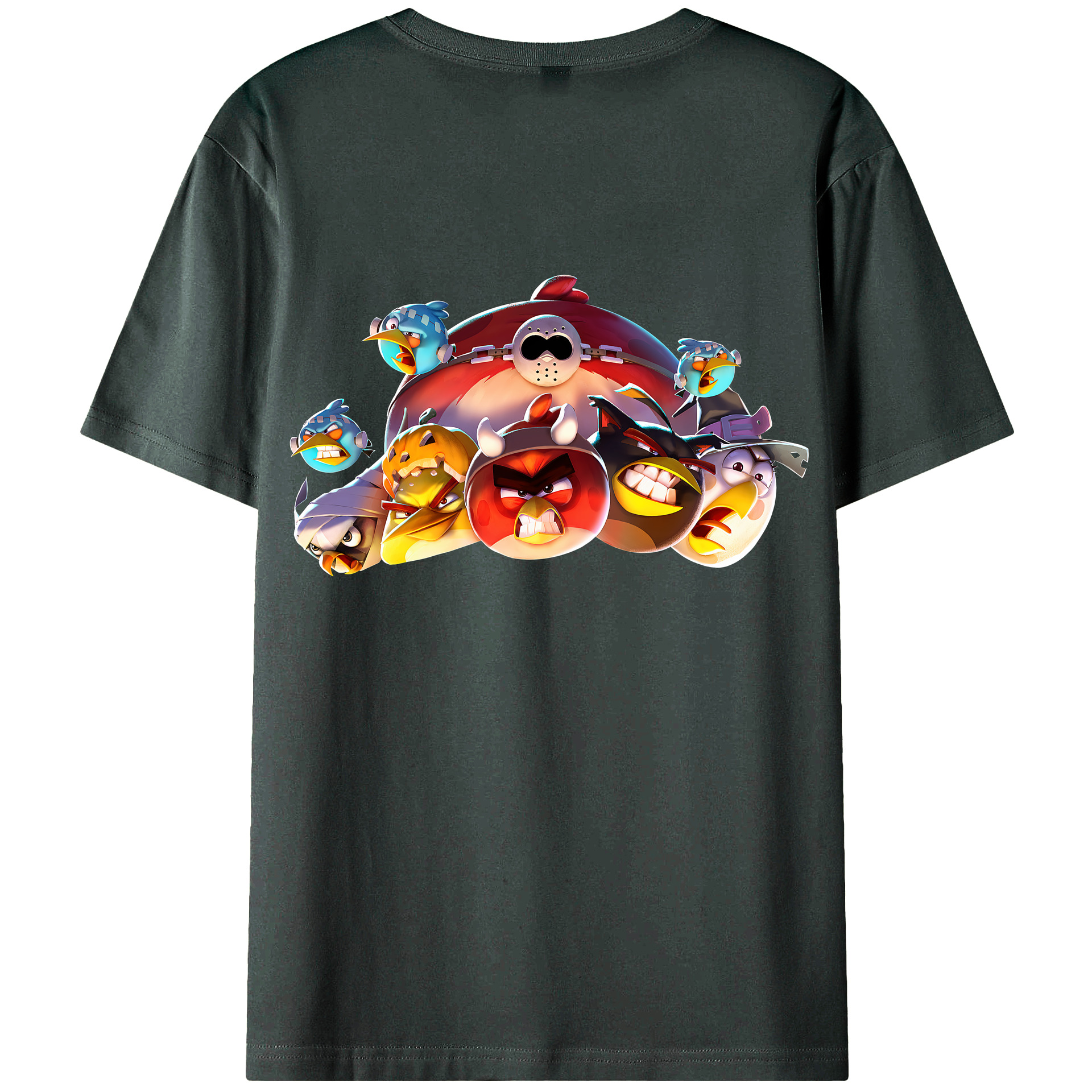 （画像用） Angry Birds アングリーバード 綿100％ メンズ半袖Tシャツ（バックプリント） 通気性